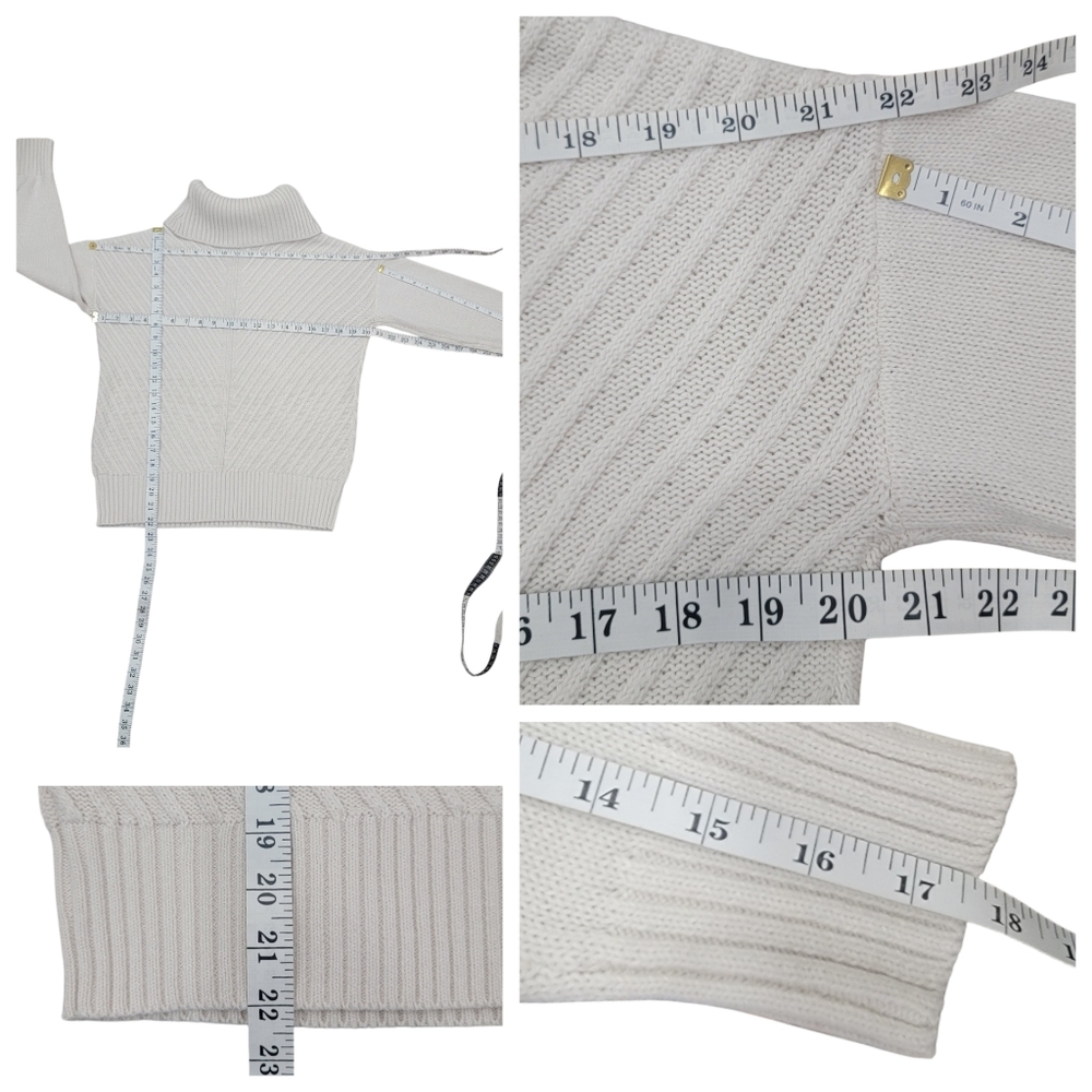 Eclipse Mitered Turtleneck Sweater Knit Neutral Cream White Pullover Wom… - Picture 15 of 16